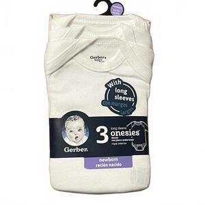 Gerber Newborn 3-Pack Long Sleeve Onesies Bodysuits